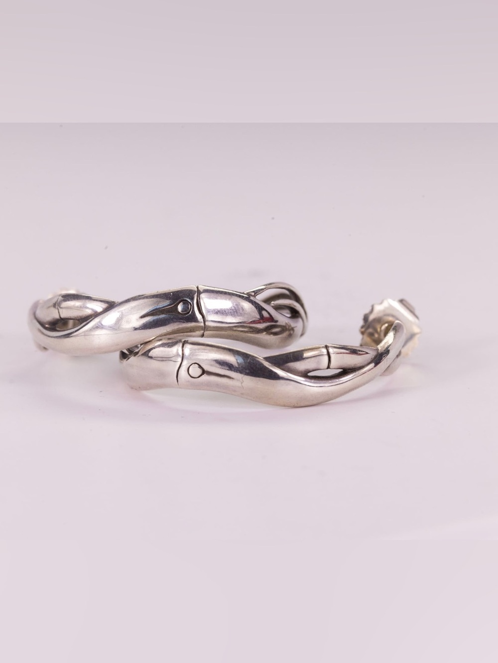 John Hardy Bamboo 1.5” Hoop Earrings Sterling Silver - Picture 3 of 3